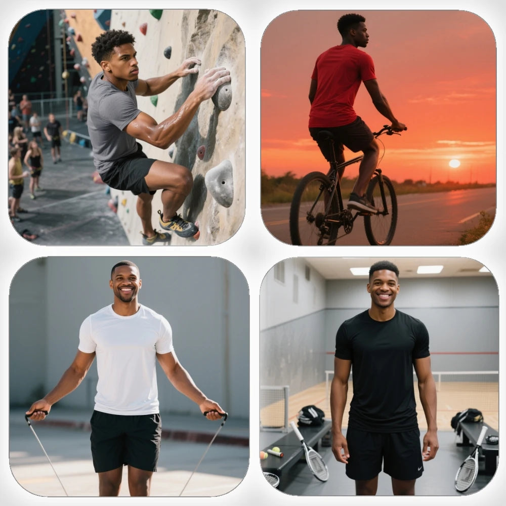 5Pcs Men's Quick Dry Basic Short Sleeve Gym Running Street Outdoor Exercise Sport Shirt Tops Lightweight