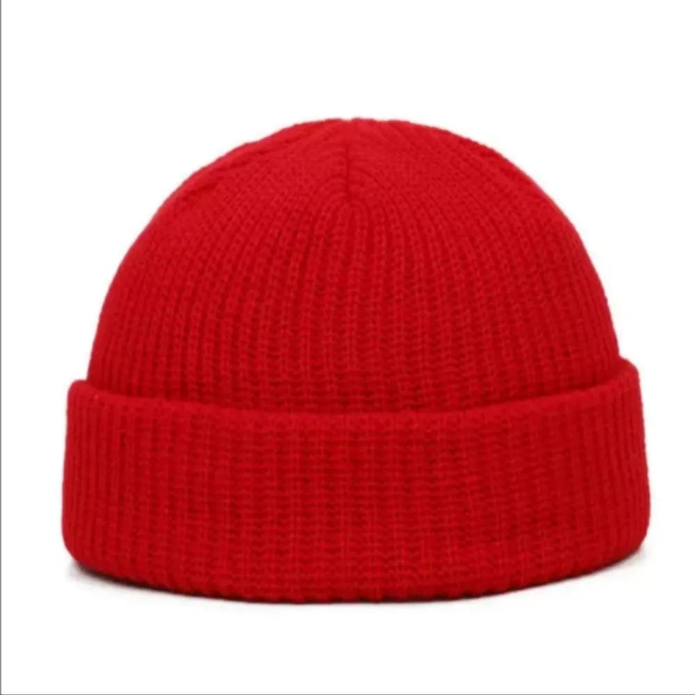 Street Solid Color Knitted Cap Brimless Keep Warm Vintage Dome Hat Elastic Melon Beanie Cap Outdoor Winter Beanie Bonnet Cap