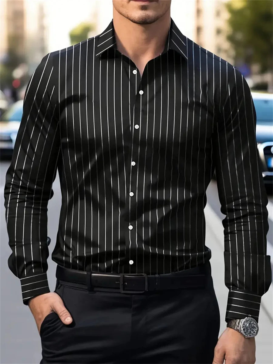 Men's plaid long-sleeved shirt, elegant casual wear