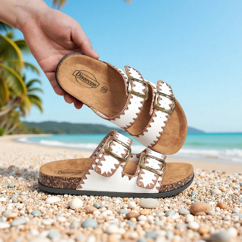 New Women's Summer Casual Fashion Sandals, Double Buckle Design, Adjustable Upper, Comfortable and Breathable, Suitable for Outdoor Vacations, Beach Casual Sandals, Indoor and Outdoor Wearable Home Slippers