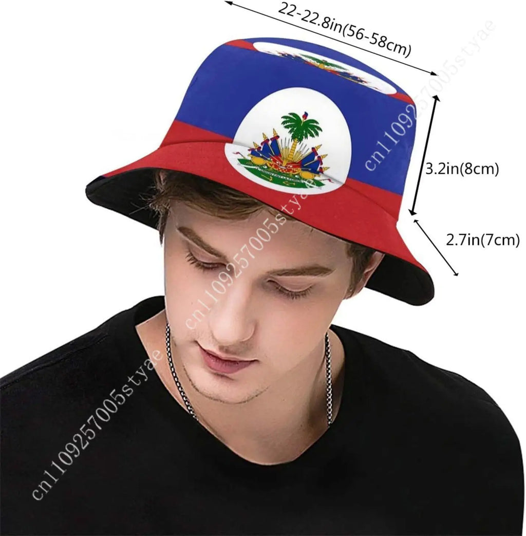 Haiti Flag Bucket Hat Men Women Haitian Outdoor Cap Fisherman