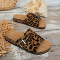 Four-Season Open-Toe Sandals for Outdoor Wear, New Spring and Autumn Women's Sandals, Simple, Casual, Fashionable, Versatile, Blue and Brown Cork Sole Sandals, Animal Print Leopard Print Slide Sandals with Adjustable Buckle S