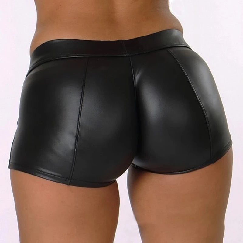 Sexy Womens Shorts Shiny Elastic High Waist Shiny Faux PU Leather Short Pants Slim Hot Dance Clubwear Mini Shorts 2026