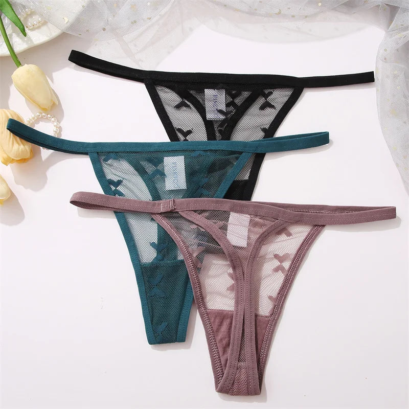 Lace Bikini Panties Women Sexy Thongs lace 4Pcs