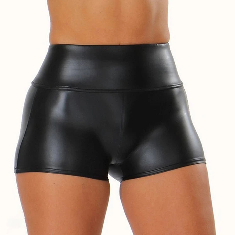 Sexy Womens Shorts Shiny Elastic High Waist Shiny Faux PU Leather Short Pants Slim Hot Dance Clubwear Mini Shorts 2026